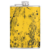 Black and Yellow Paint Splashes Flachmann (Vorderseite)