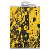 Black and Yellow Paint Splashes Flachmann (Rückseite)