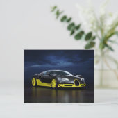 Black and Yellow Sports Car Postcard Postkarte (Stehend Vorderseite)