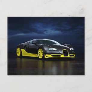Black and Yellow Sports Car Postcard Postkarte
