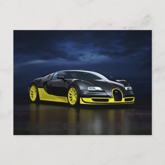 Black and Yellow Sports Car Postcard Postkarte (Vorderseite)