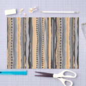 Black and yellow tribal geometric shapes pattern seidenpapier (Handwerk)