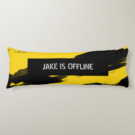 Black and Yellow, White Text, Offline  Seitenschläferkissen