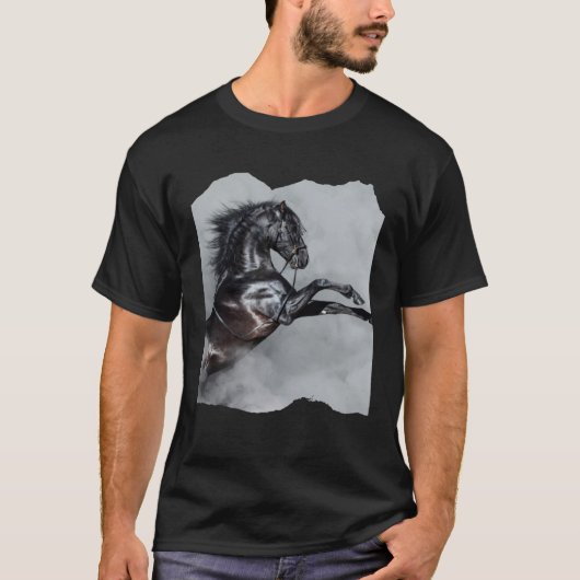 Black Andalusian stallion beautiful show horse rea T-Shirt (Vorderseite)