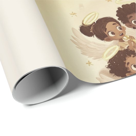 Black Angel Christmas Choir Wrapping Paper 2 Geschenkpapier (Rolleneckpunkt)