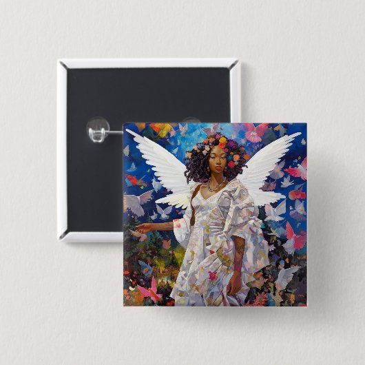 Black Angel Fantasy Art Button (Vorne & Hinten)