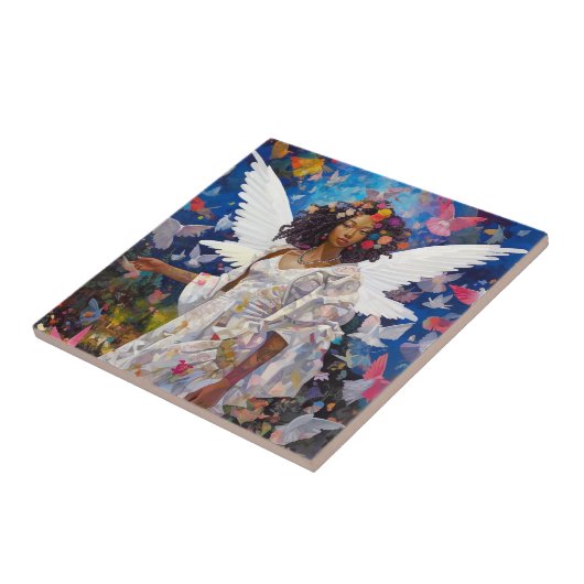 Black Angel Fantasy Art Fliese (Seite)