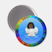 Black Angel Round Magnet (Vorderseite/Rückseite)