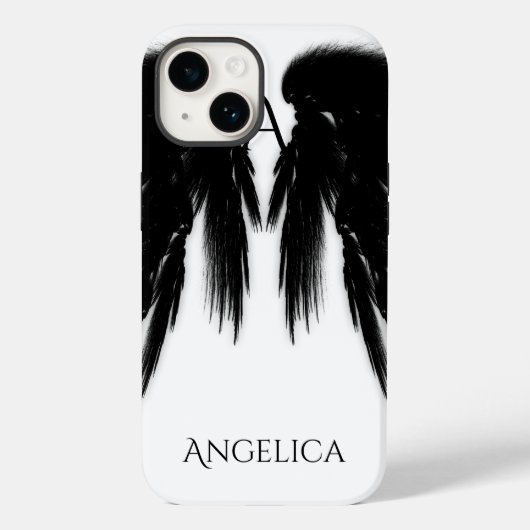 BLACK ANGEL WINGS Monogram Case-Mate iPhone Hülle (Rückseite)