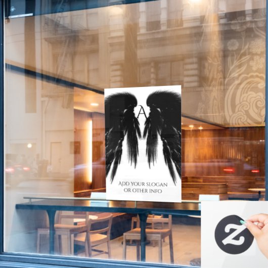BLACK ANGEL WINGS Monogram Fensteraufkleber (Café-Fenster)