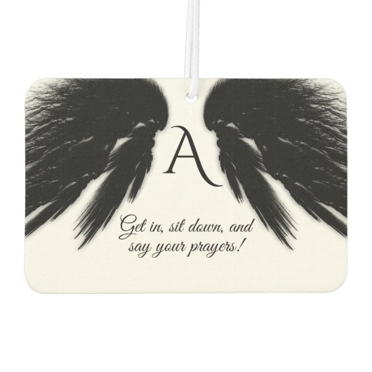BLACK ANGEL WINGS Monogram Funny Autolufterfrischer (Rückseite)