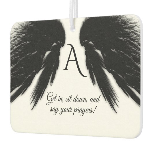 BLACK ANGEL WINGS Monogram Funny Autolufterfrischer (Links)
