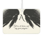 BLACK ANGEL WINGS Monogram Funny Autolufterfrischer (Vorderseite)