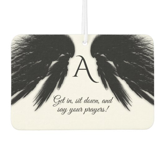 BLACK ANGEL WINGS Monogram Funny Autolufterfrischer (Vorderseite)