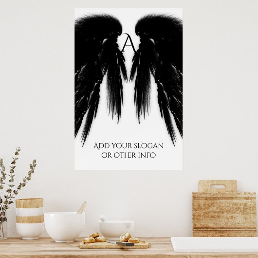 BLACK ANGEL WINGS Monogram Poster (Küche)