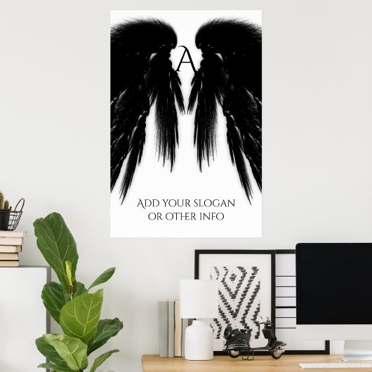 BLACK ANGEL WINGS Monogram Poster (Heimbüro)