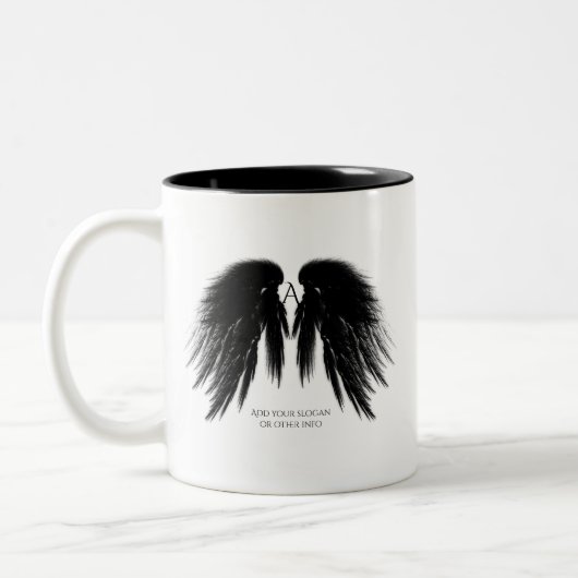 BLACK ANGEL WINGS Monogram Zweifarbige Tasse (Links)
