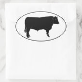 Black Angus Bull Ovaler Aufkleber (Tasche)