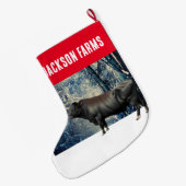 Black Angus Bull Winter Großer Weihnachtsstrumpf (Rückseite (Hängend))