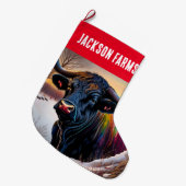 Black Angus Bull Winter Großer Weihnachtsstrumpf (Vorderansicht (hängend))