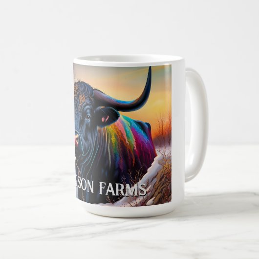 Black Angus Bull Winter Kaffeetasse (VorderseiteRechts)