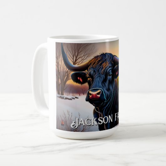 Black Angus Bull Winter Kaffeetasse (Vorderseite Links)