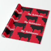 Black Angus Bullen auf Red Wrapping Paper Geschenkpapier (Ungerollt)
