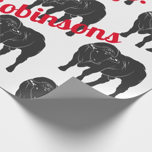 Black Angus Bulls & Red Weihnachtsmannmütze Christ Geschenkpapier (Ecke)