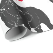 Black Angus Bulls & Red Weihnachtsmannmütze Christ Geschenkpapier (Rolleneckpunkt)