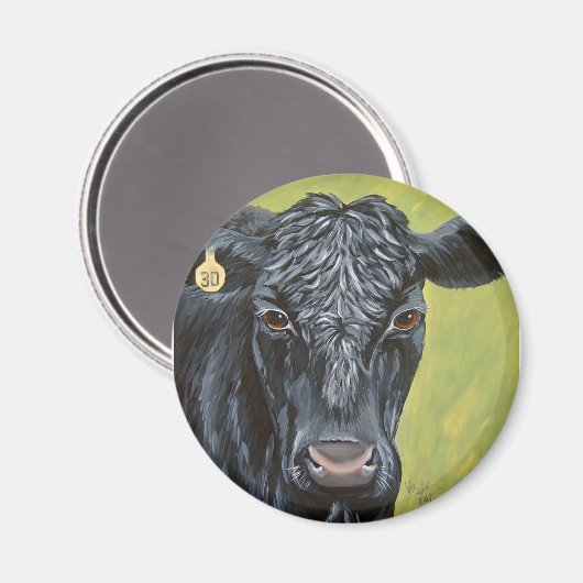 Black Angus Cow Magnet (Vorderseite/Rückseite)