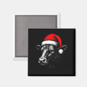 Black Angus Rancher Weihnachtskuh Santa Hut Farmer Magnet (Vorderseite/Rückseite)