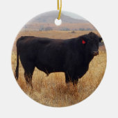 Black Angus Steer Grazing mit Herde Keramik Ornament (Vorne)