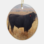 Black Angus Steer Grazing mit Herde Keramik Ornament (Links)