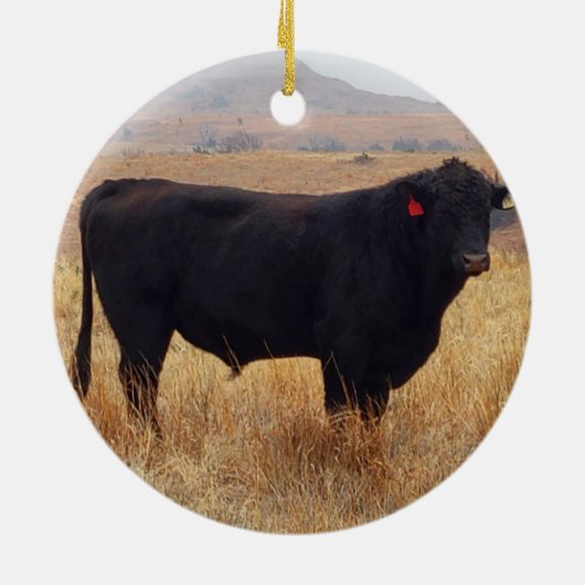 Black Angus Steer Grazing mit Herde Keramik Ornament (Hinten)