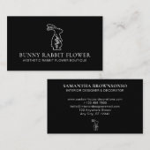 Black Animal Blume Rabbit Bunny Visitenkarte (Vorne/Hinten)