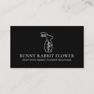 Black Animal Blume Rabbit Bunny Visitenkarte
