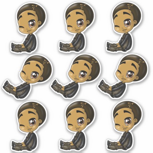 Black Anime Boys Aufkleber (Vorderseite)