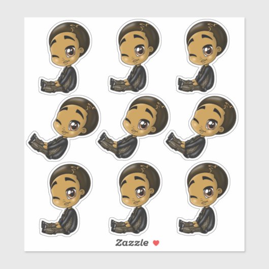 Black Anime Boys Aufkleber (Blatt)