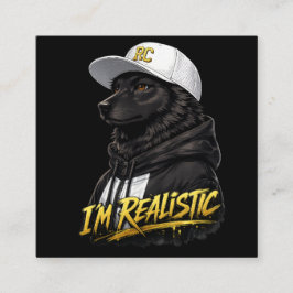 Black Anime Dog Streetwear Art | I'm Realistic Quadratische Visitenkarte