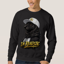 Black Anime Dog Streetwear Art | I'm Realistic Sweatshirt
