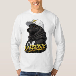 Black Anime Dog Streetwear Art | I'm Realistic T-Shirt