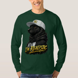 Black Anime Dog Streetwear Art | I'm Realistic T-Shirt