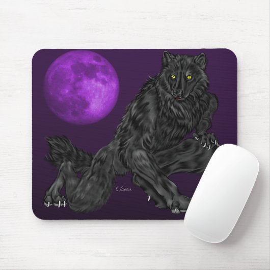 Black Anthro Werewolf Mousepad (Mit Mouse)