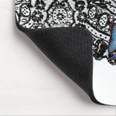 BLACK ANTIQUE LACE BLUE BUTTERFLIS MAUSPAD (Ecke)