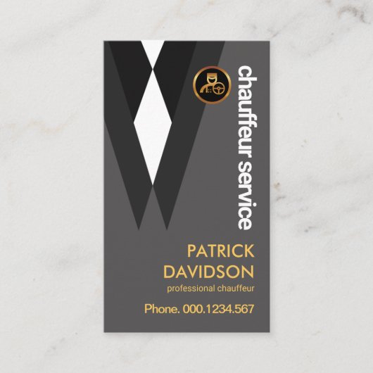 Black Anzug Elegance Chauffeur Fahrer Laptop Pin Visitenkarte (Vorderseite)