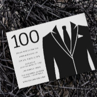 Black Anzug & Krawatte 100. Geburtstagsparty Einla
