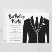 Black Anzug & Krawatte Ganzjährig Geburtstagsparty Einladung (Vorderseite)