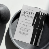 Black Anzug & Krawatte Mens 40. Geburtstag Party Einladung