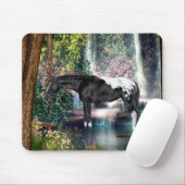 Black Appaloosa Horse Waterfall Hintergrund Mousepad (Mit Mouse)
