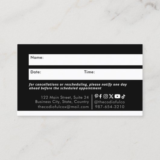 Black Appointing Card Treuekarte (Rückseite)